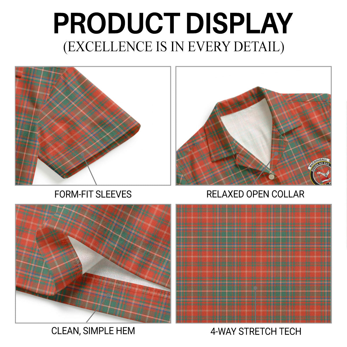 MacDougall Ancient Tartan Crest Hawaiian Shirt