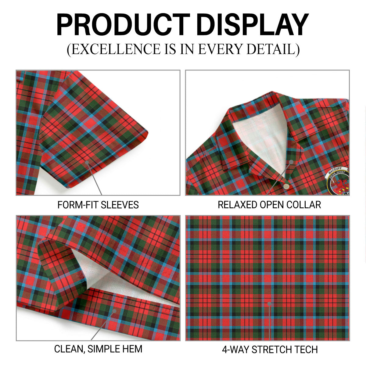 MacDuff Modern Tartan Crest Hawaiian Shirt