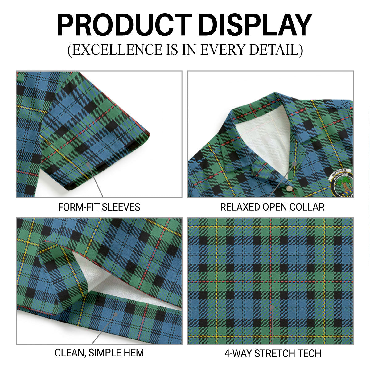 MacEwan Ancient Tartan Crest Hawaiian Shirt