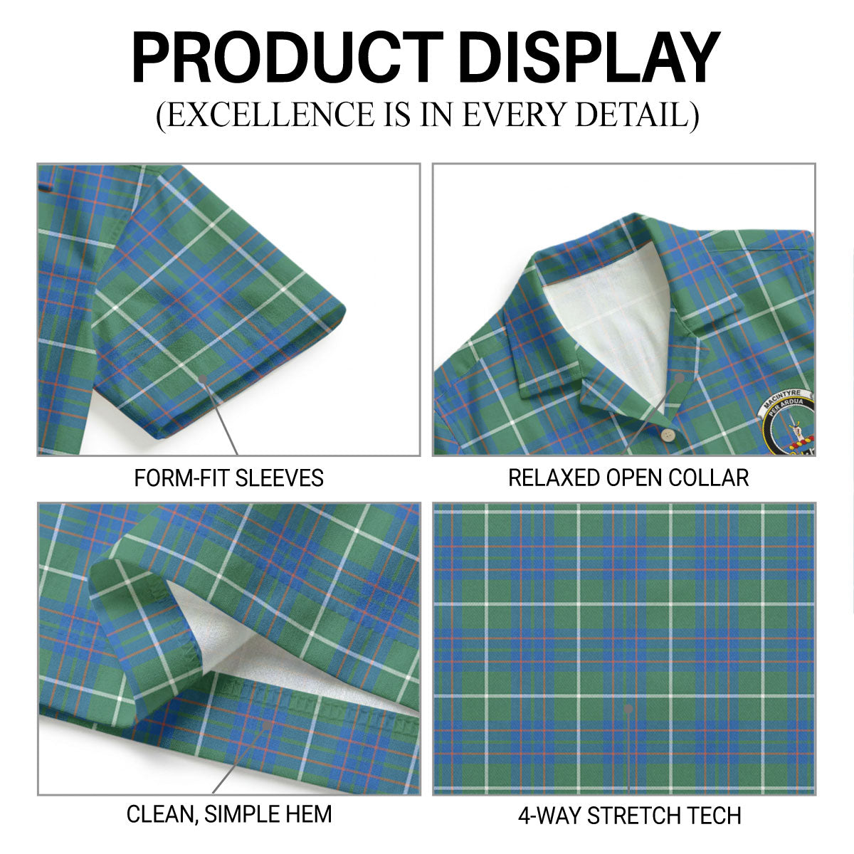 MacIntyre Hunting Ancient Tartan Crest Hawaiian Shirt