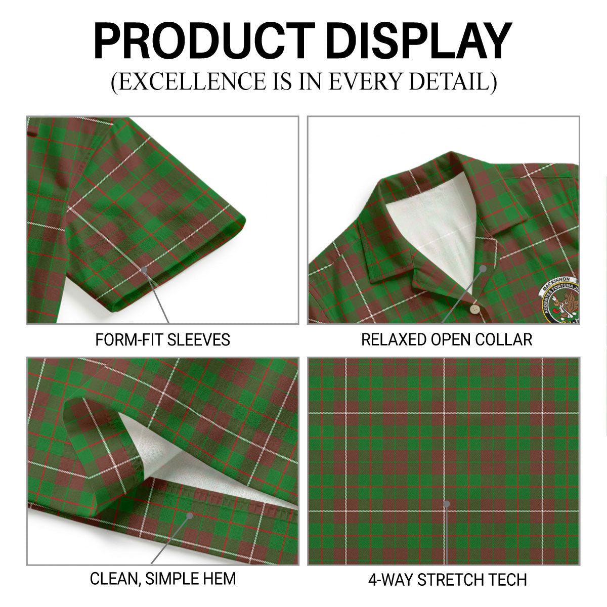 MacKinnon Hunting Modern Tartan Crest Hawaiian Shirt