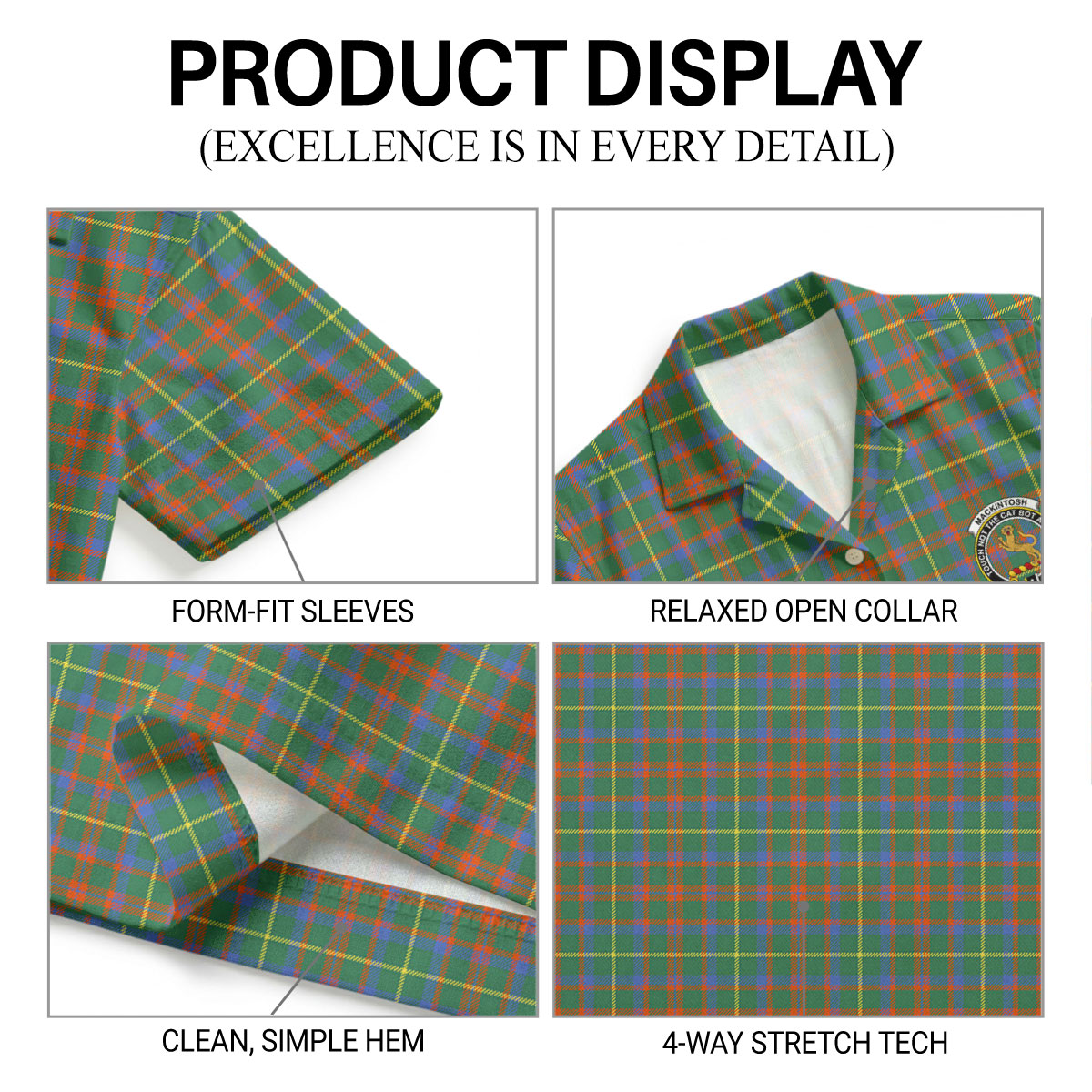 MacKintosh Hunting Ancient Tartan Crest Hawaiian Shirt