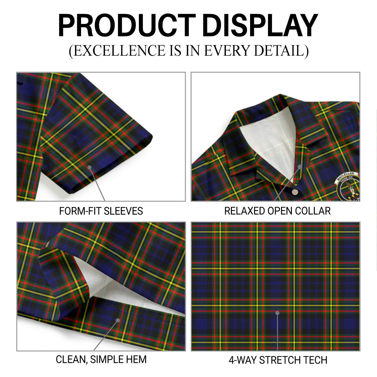 MacLellan Modern Tartan Crest Hawaiian Shirt