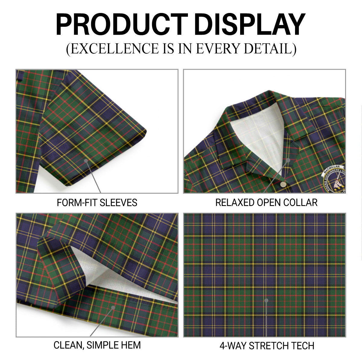 MacMillan Hunting Modern Tartan Crest Hawaiian Shirt