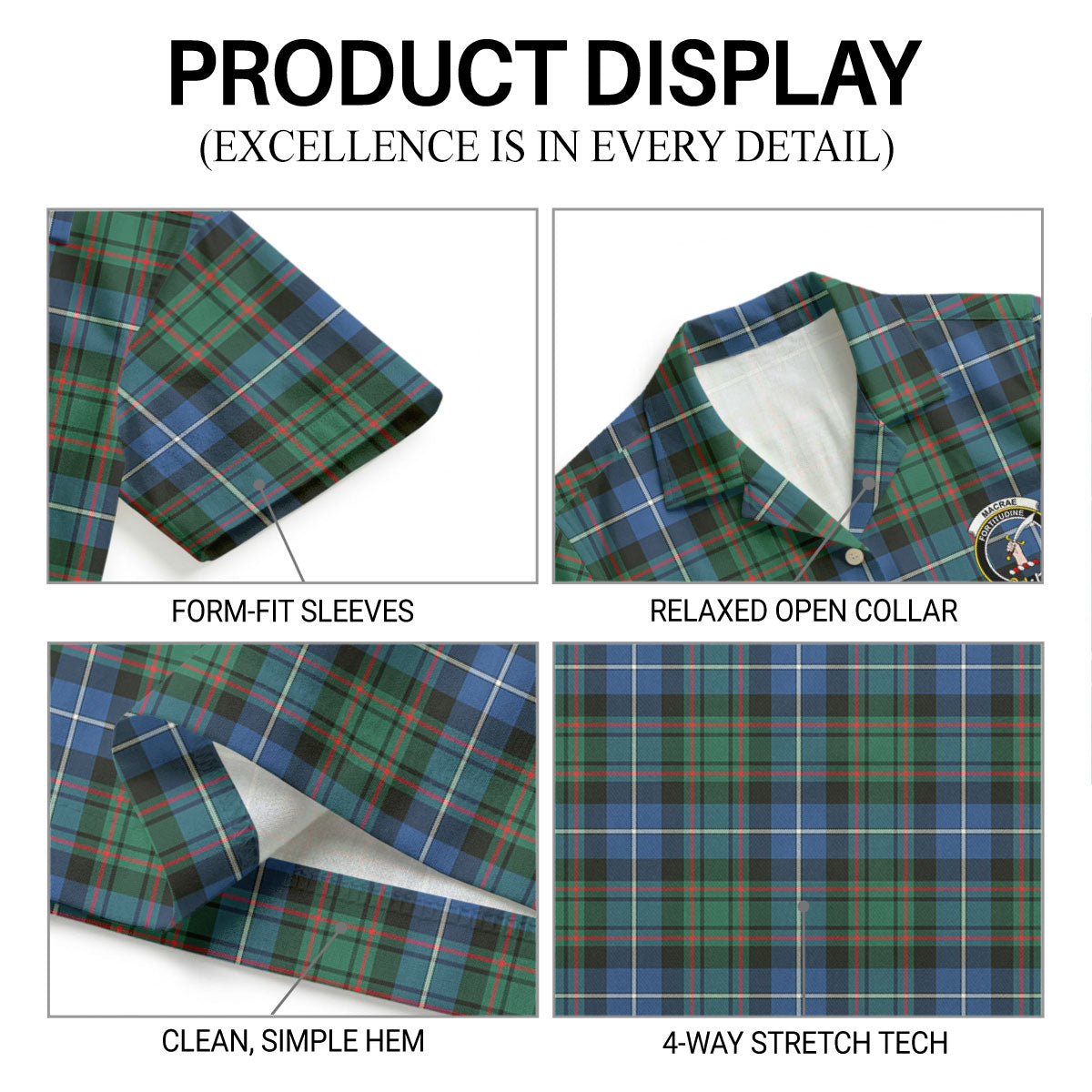MacRae Hunting Ancient Tartan Crest Hawaiian Shirt