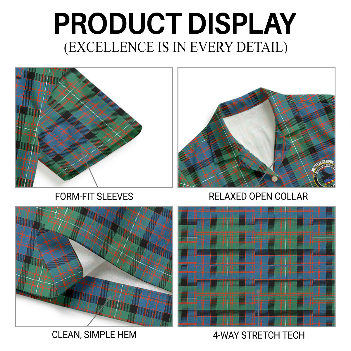 McDonnell of Glengarry Ancient Tartan Crest Hawaiian Shirt