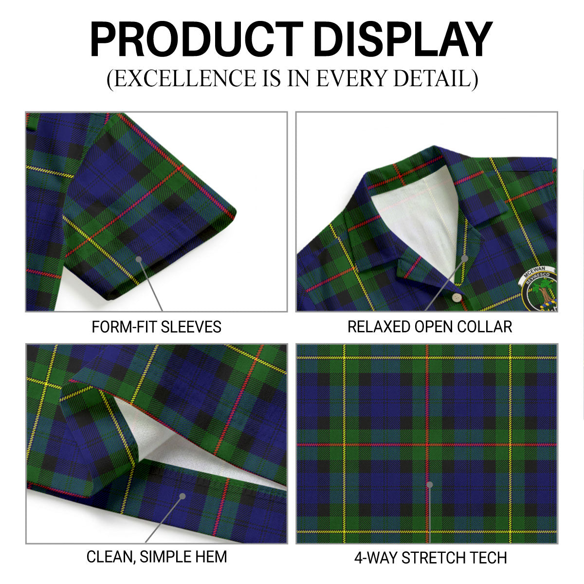 McEwan Modern Tartan Crest Hawaiian Shirt