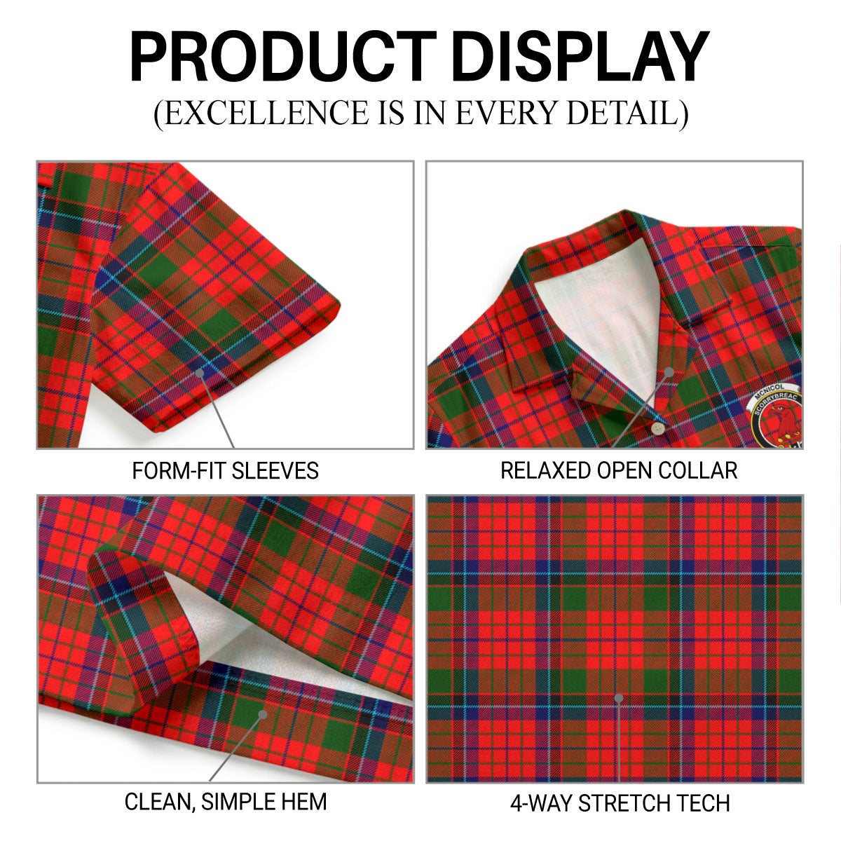 McNicol (of Scorrybreac) Tartan Crest Hawaiian Shirt
