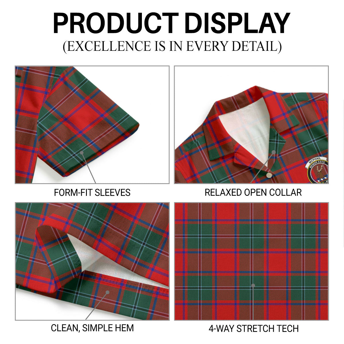 McPhail Clan Tartan Crest Hawaiian Shirt