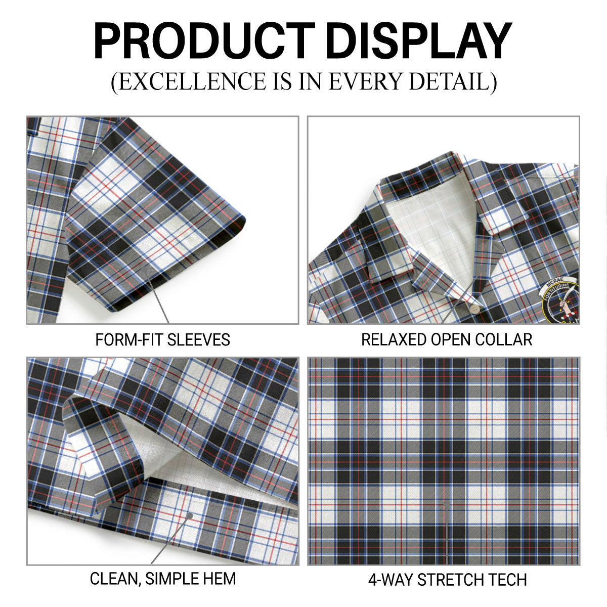 McRae Dress Modern Tartan Crest Hawaiian Shirt