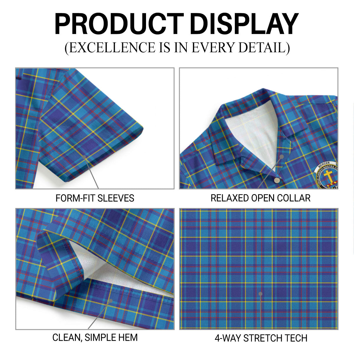Mercer Modern Tartan Crest Hawaiian Shirt