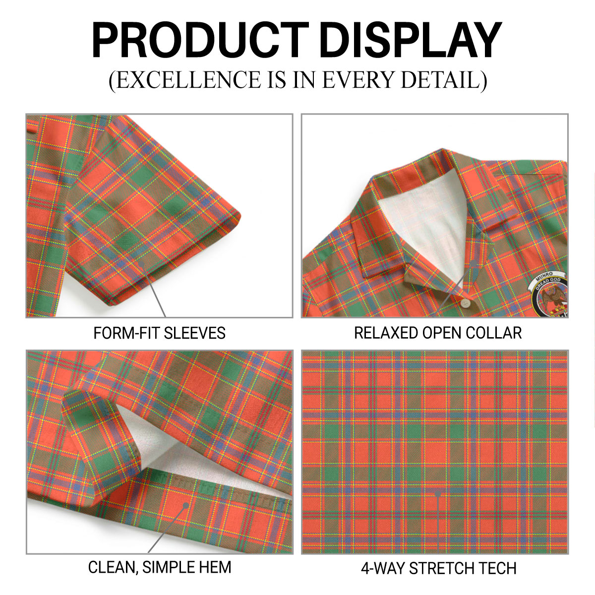 Munro Ancient Tartan Crest Hawaiian Shirt