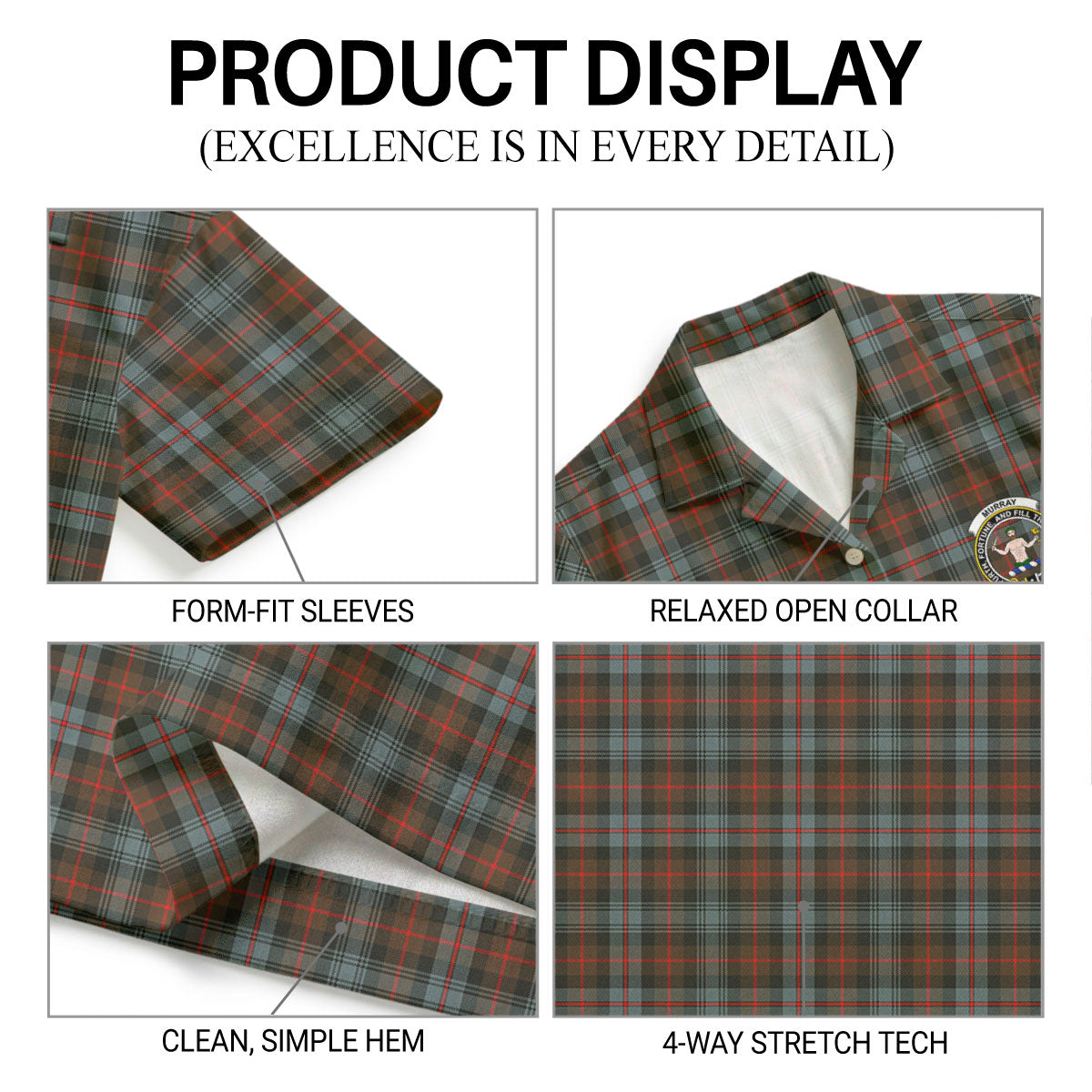 Murray of Atholl Weathered Tartan Crest Hawaiian Shirt