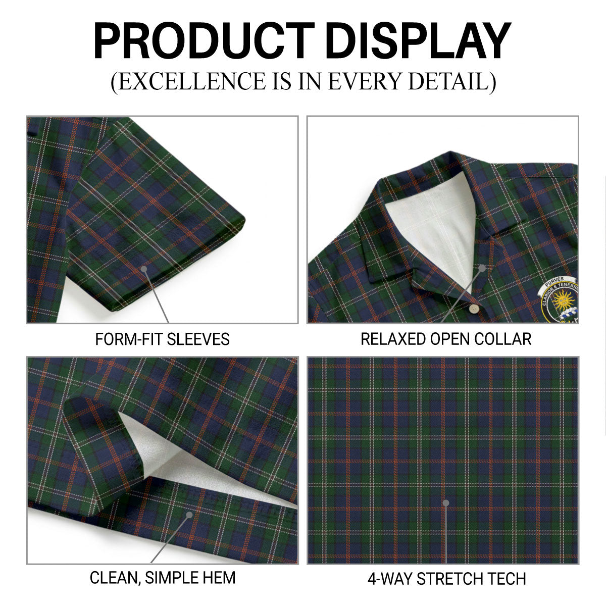 Purves Tartan Crest Hawaiian Shirt