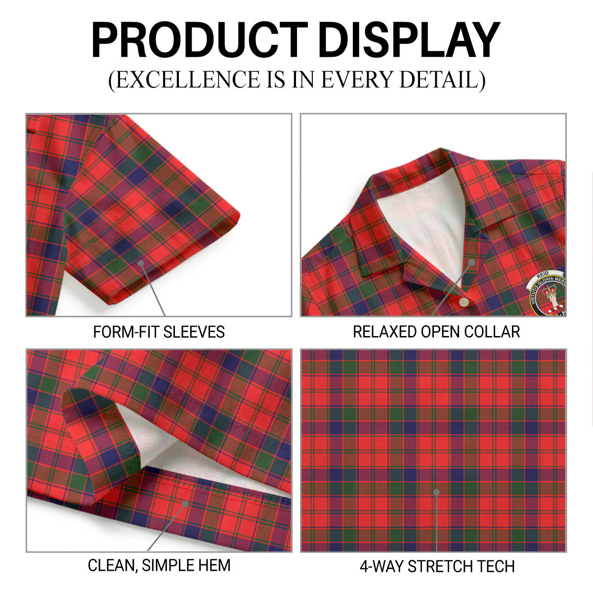 Reid Modern Tartan Crest Hawaiian Shirt