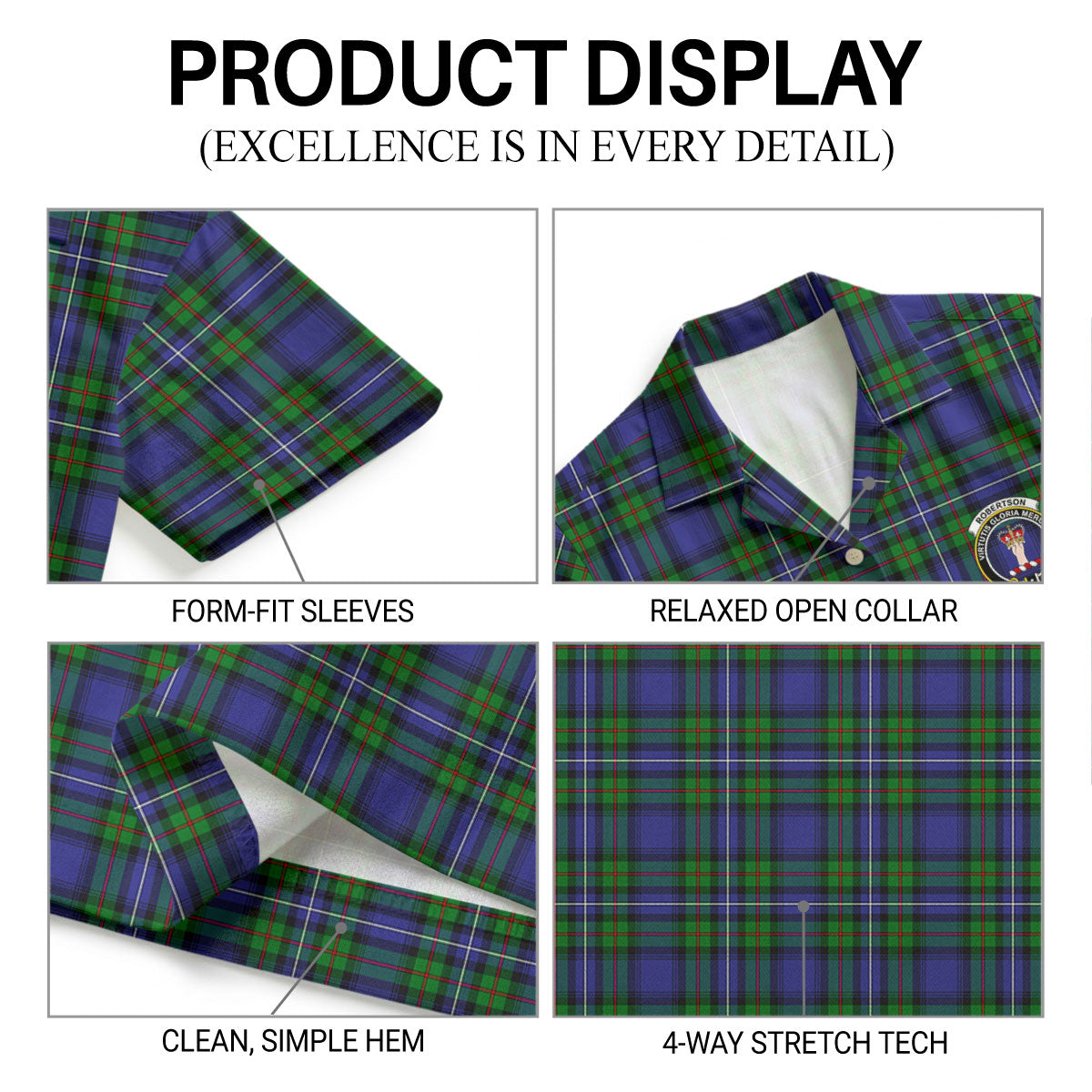 Robertson Hunting Modern Tartan Crest Hawaiian Shirt