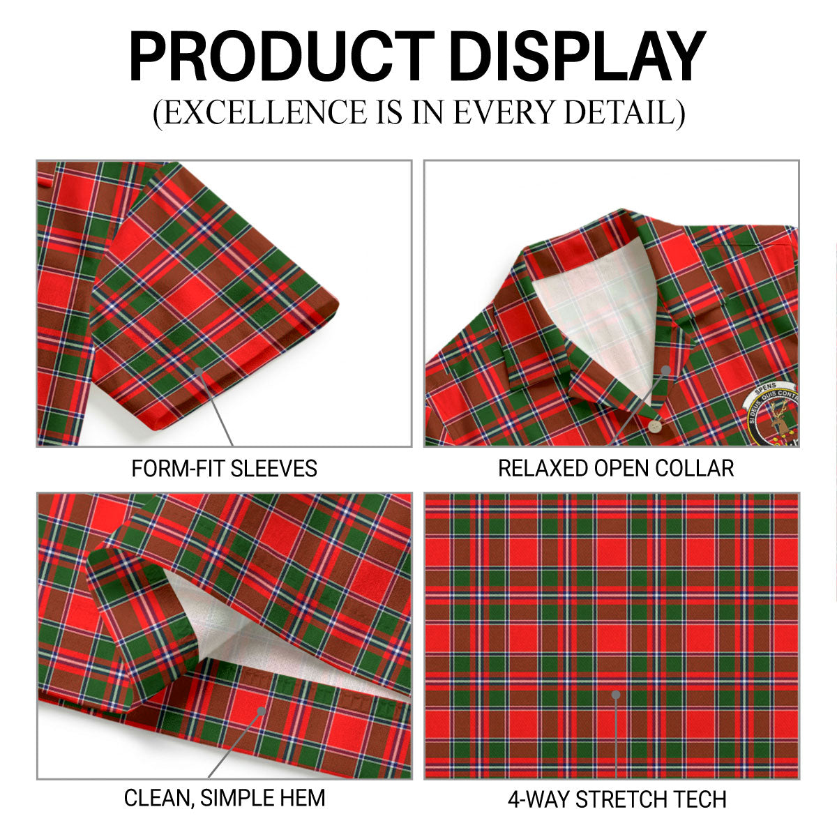Spens (or Spence) Tartan Crest Hawaiian Shirt