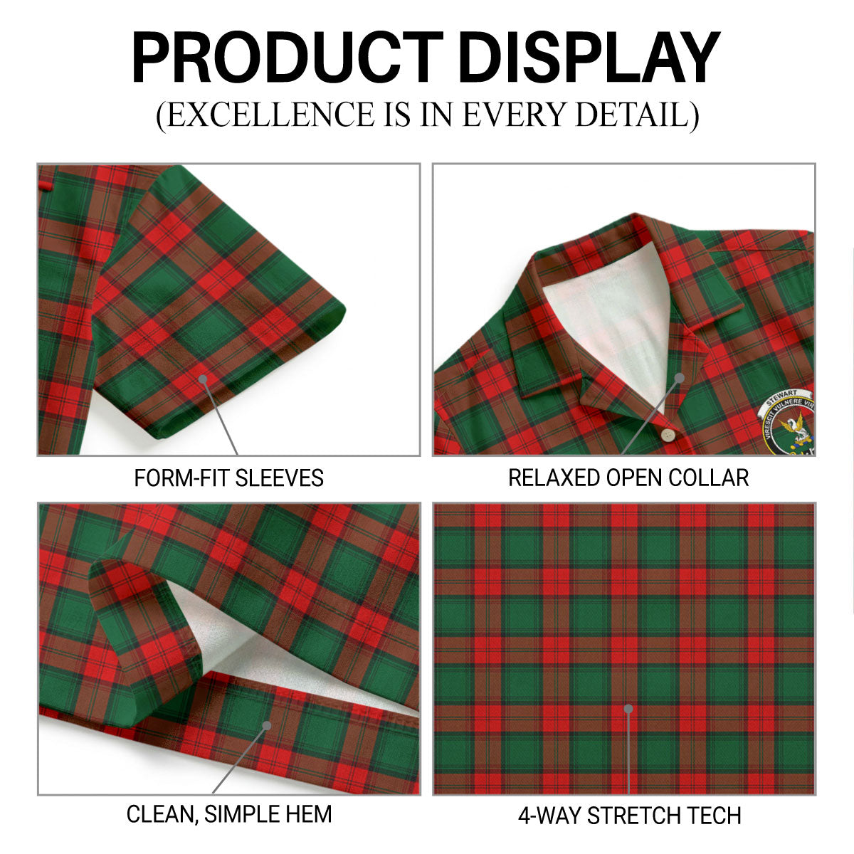 Stewart Atholl Modern Tartan Crest Hawaiian Shirt