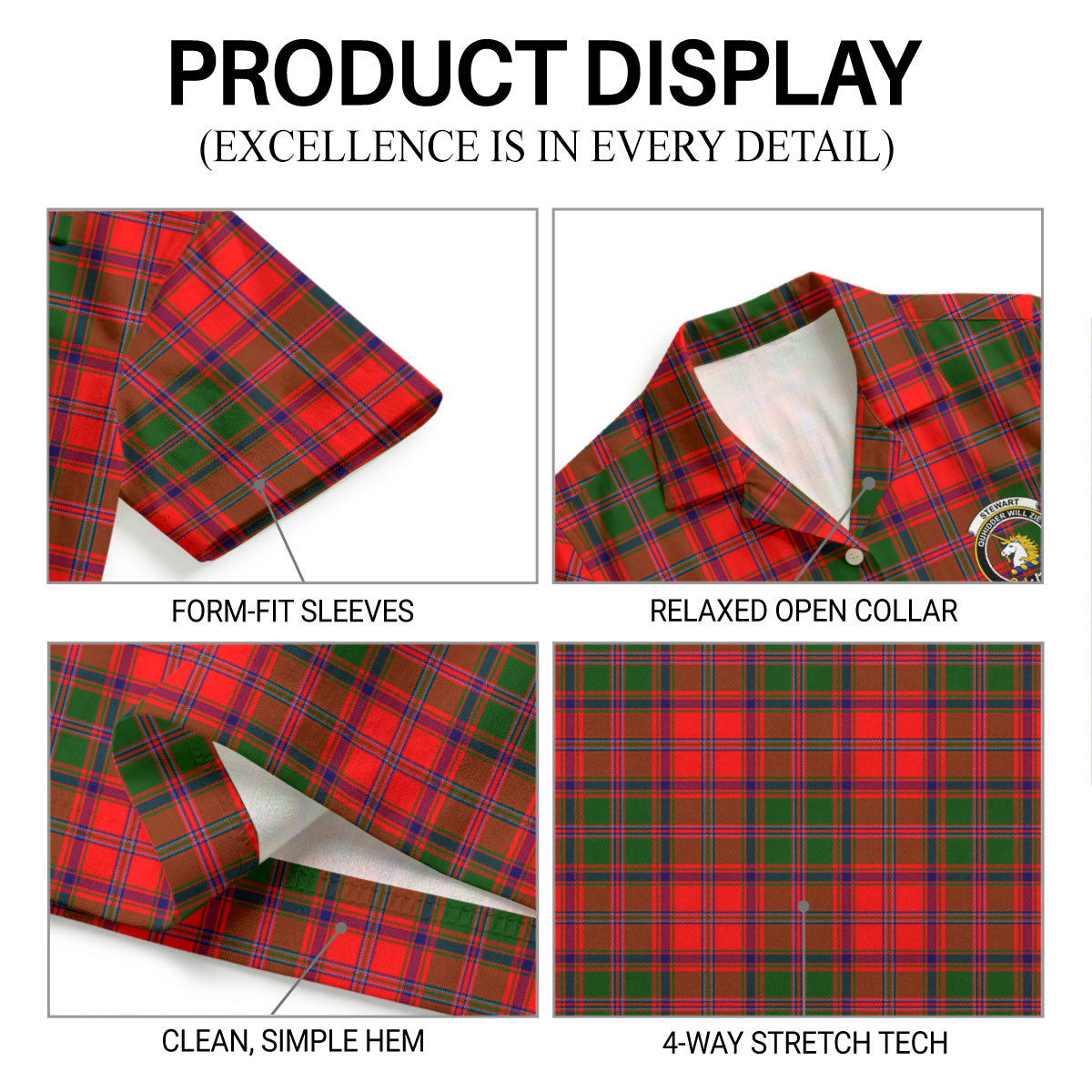 Stewart of Appin Modern Tartan Crest Hawaiian Shirt