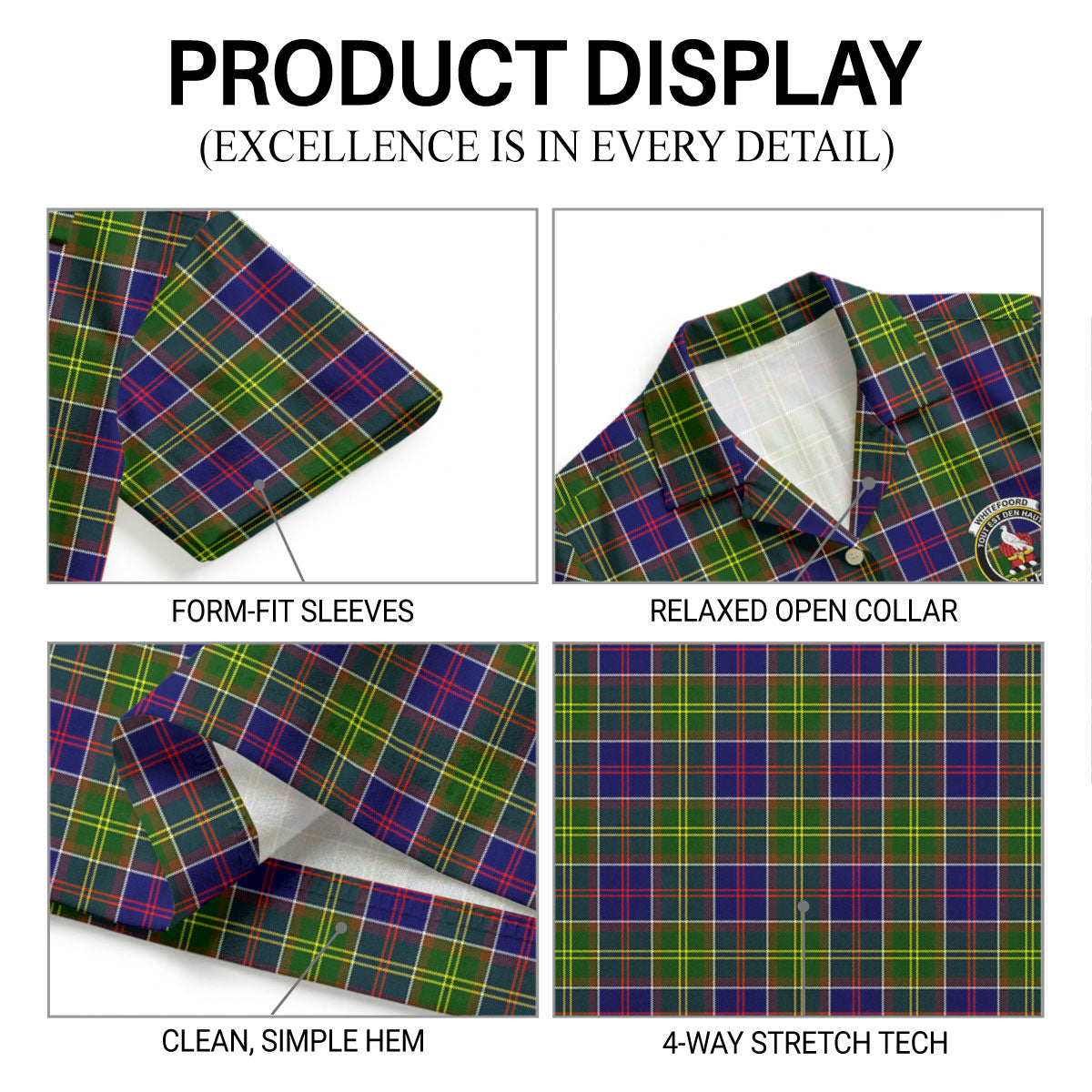 Whitefoord Tartan Crest Hawaiian Shirt
