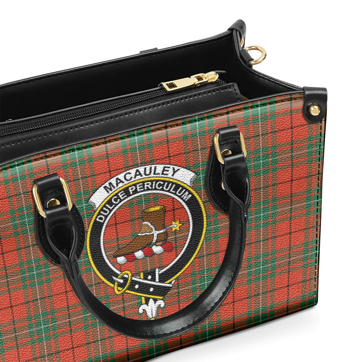 MacAuley Ancient Tartan Crest Leather Handbag