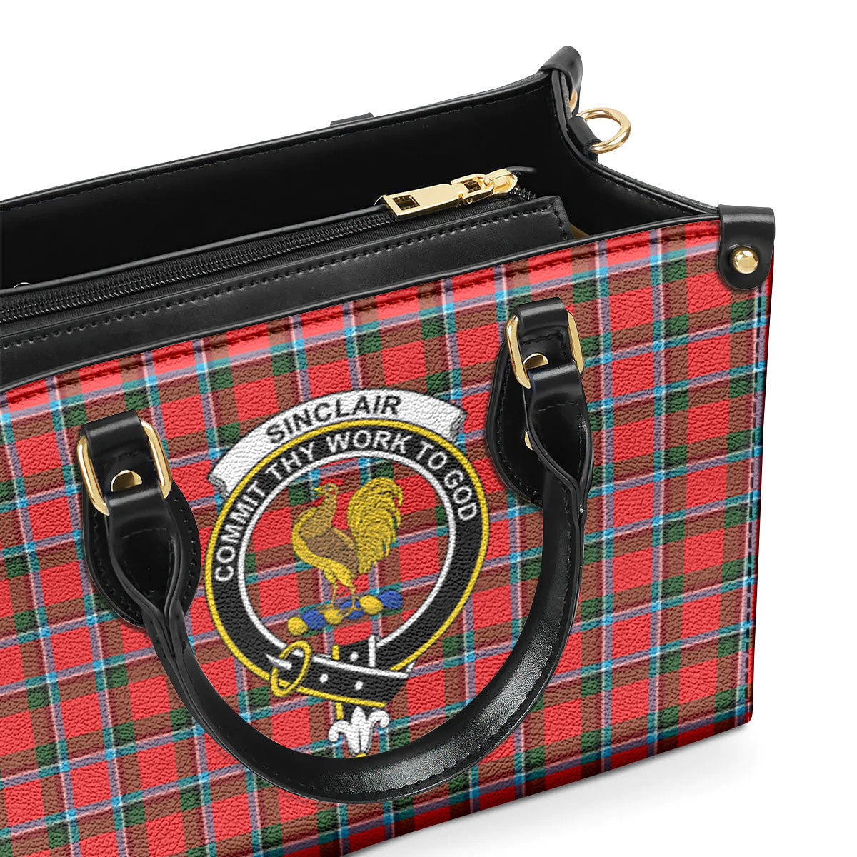 Sinclair Modern Tartan Crest Leather Handbag