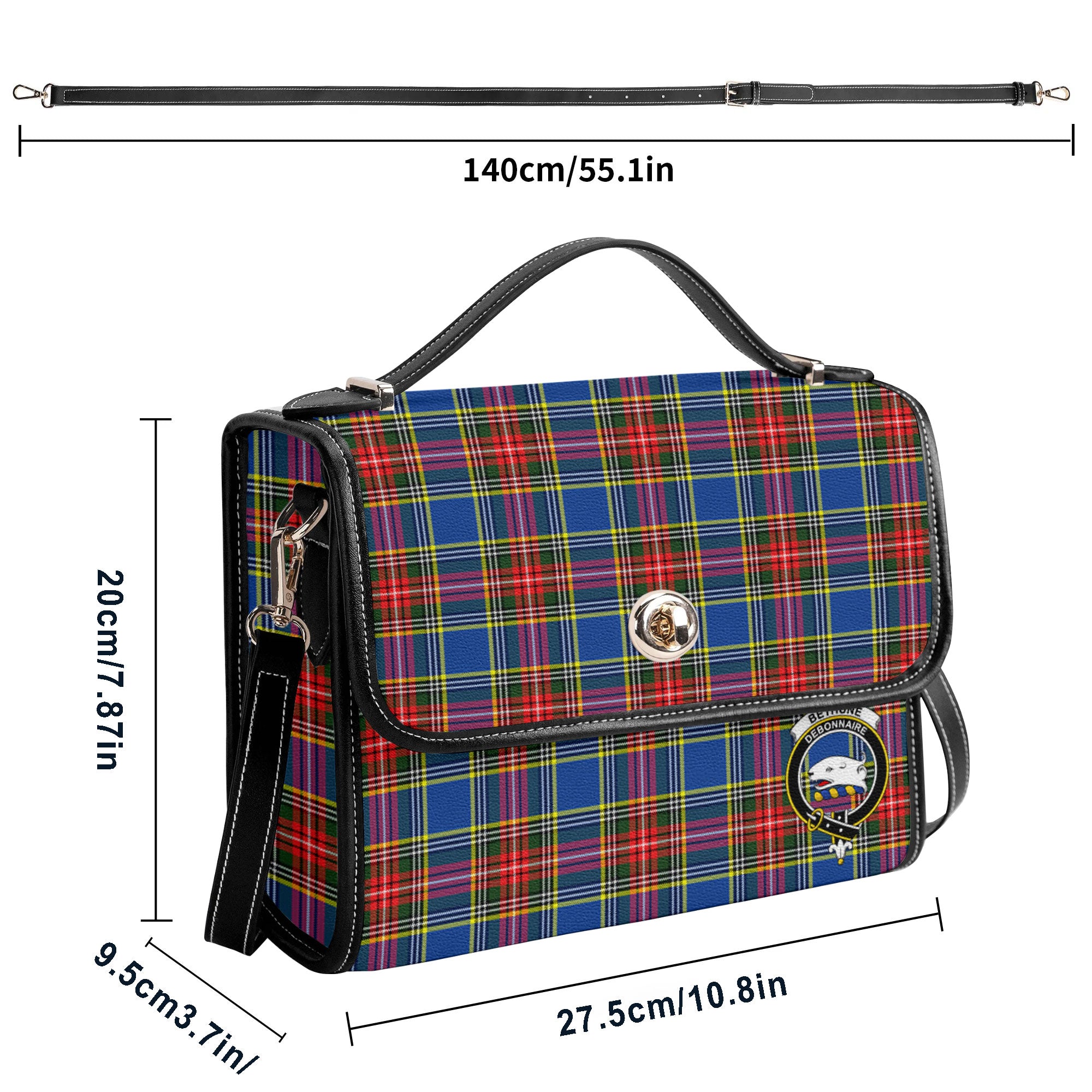 Bethune Modern Tartan Crest Satchel Bag