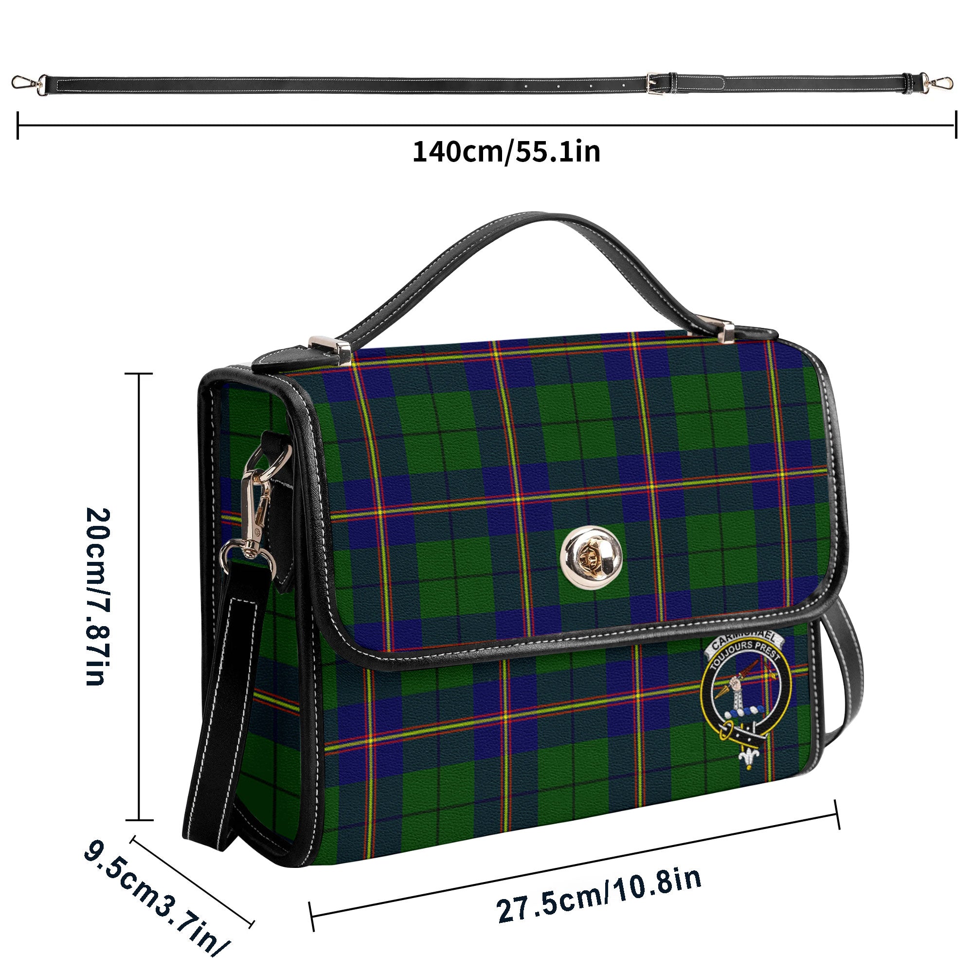 Carmichael Modern Tartan Crest Satchel Bag