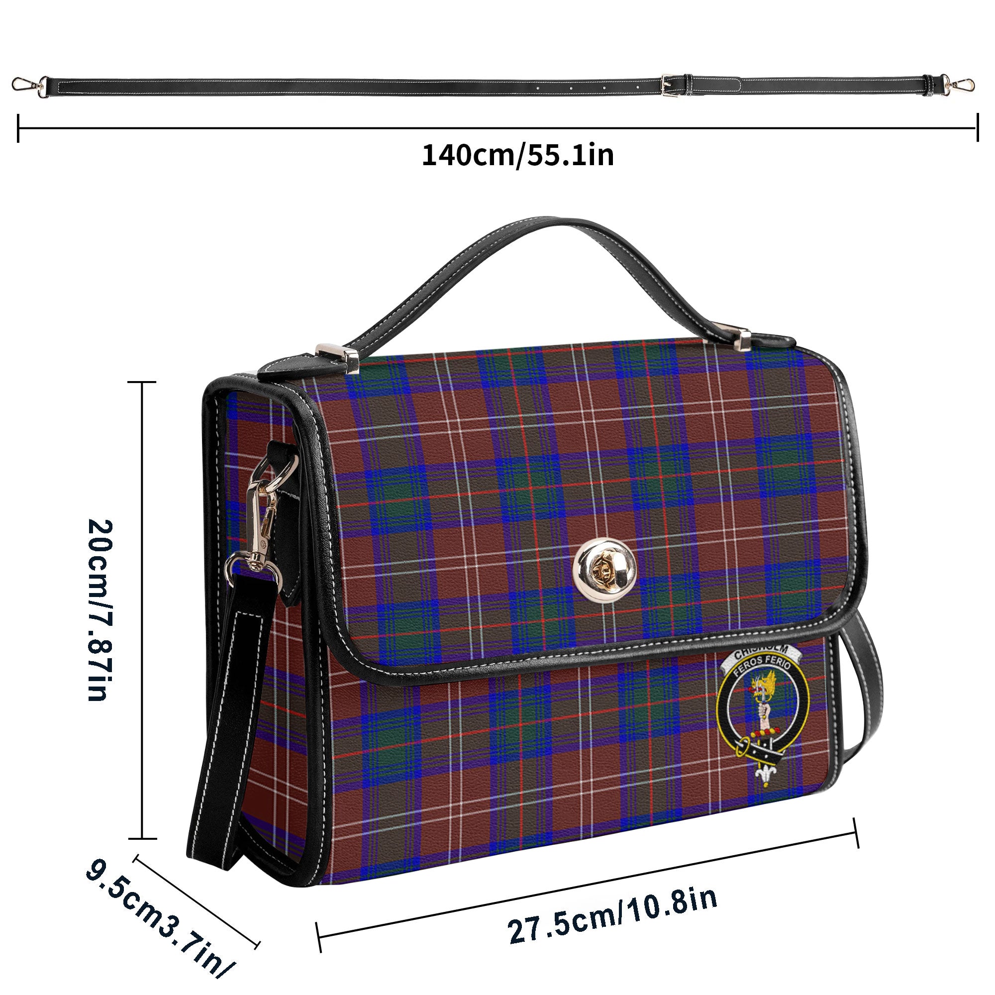 Chisholm Hunting Modern Tartan Crest Satchel Bag