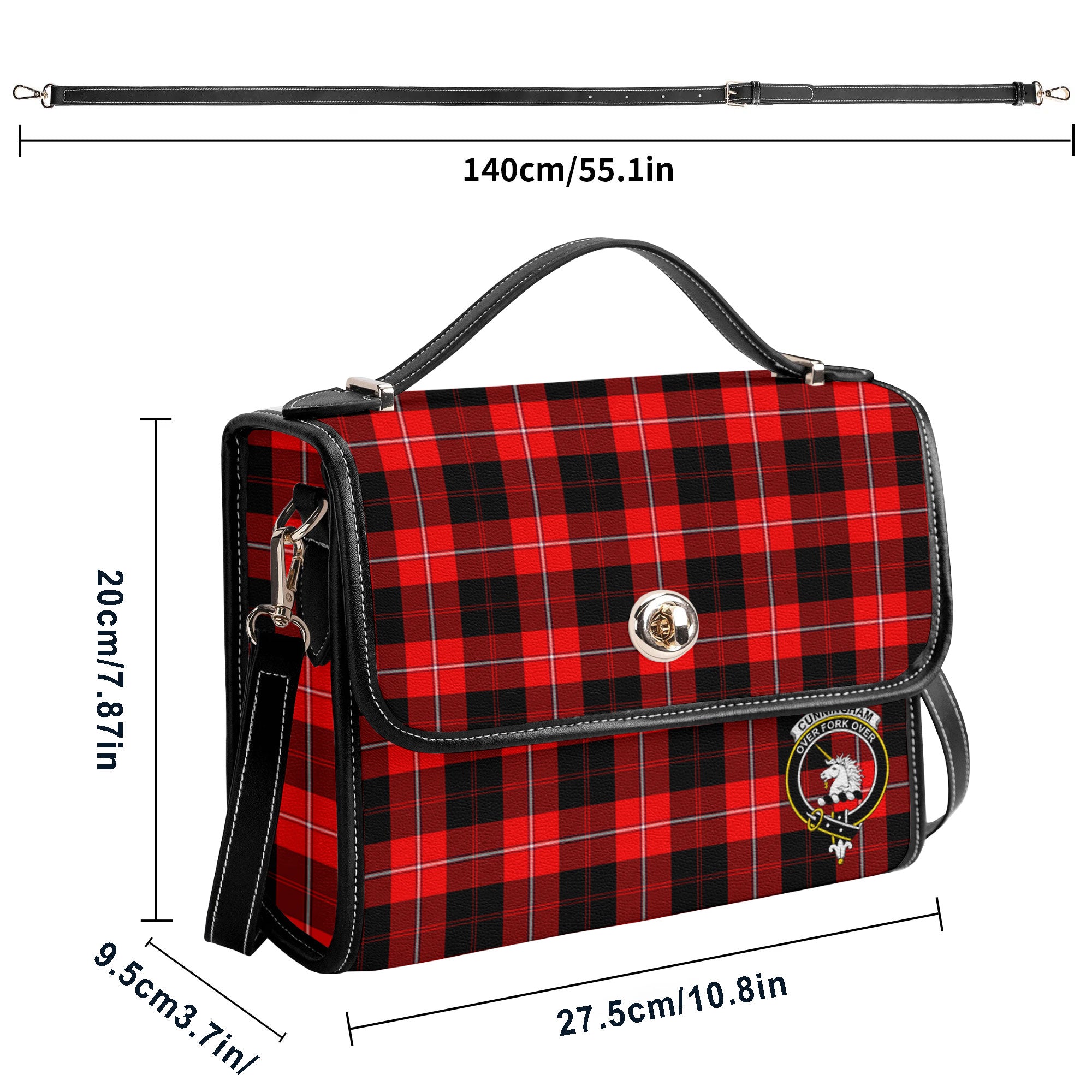 Cunningham Modern Tartan Crest Satchel Bag
