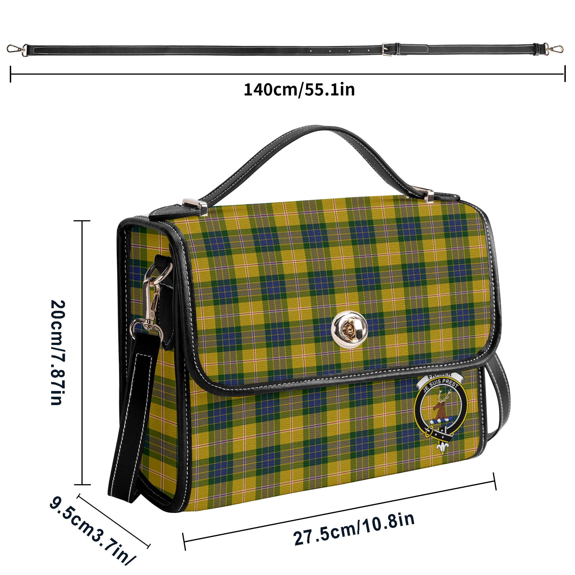 Fraser (of Lovat) Yellow Tartan Crest Satchel Bag