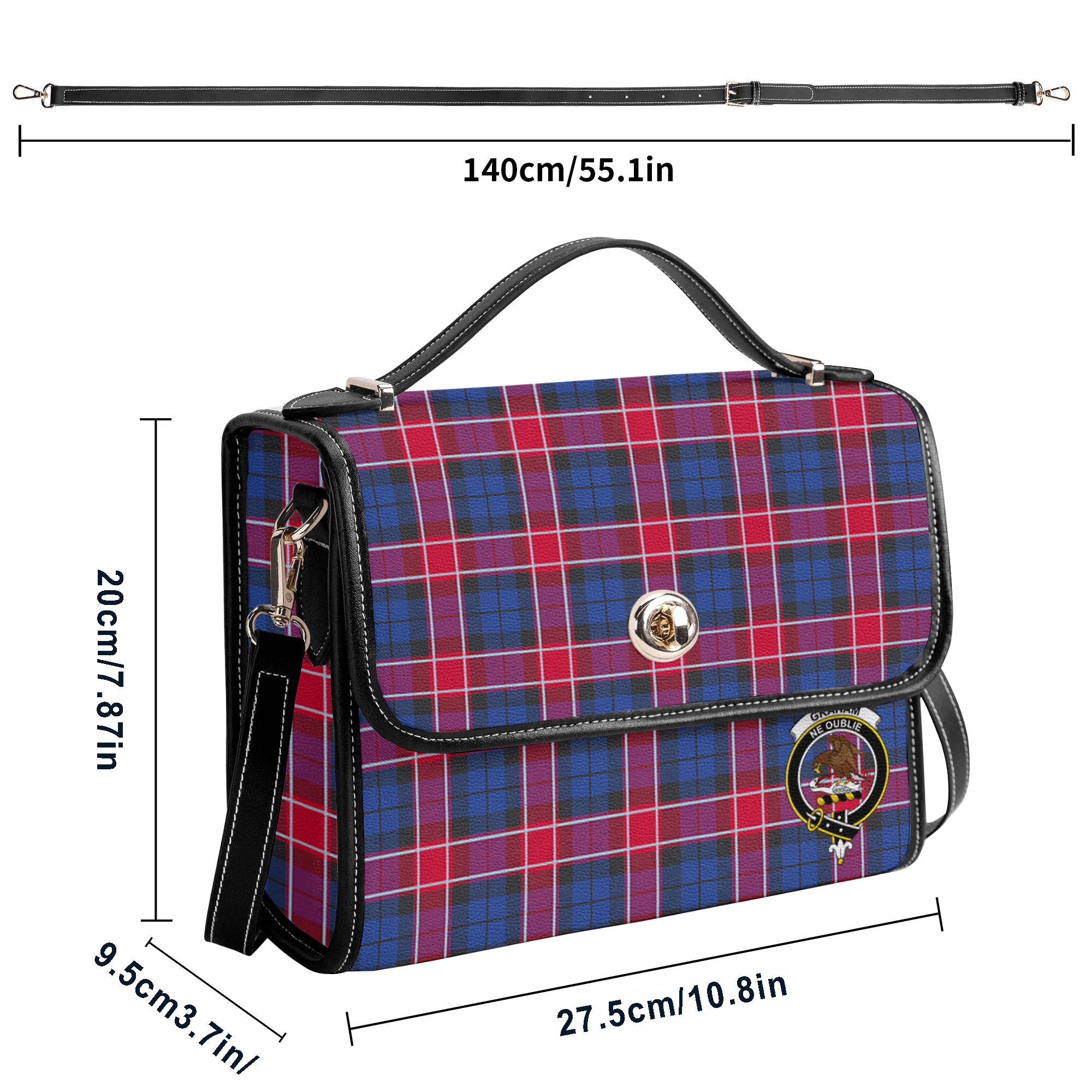 Graham of Menteith Red Tartan Crest Satchel Bag