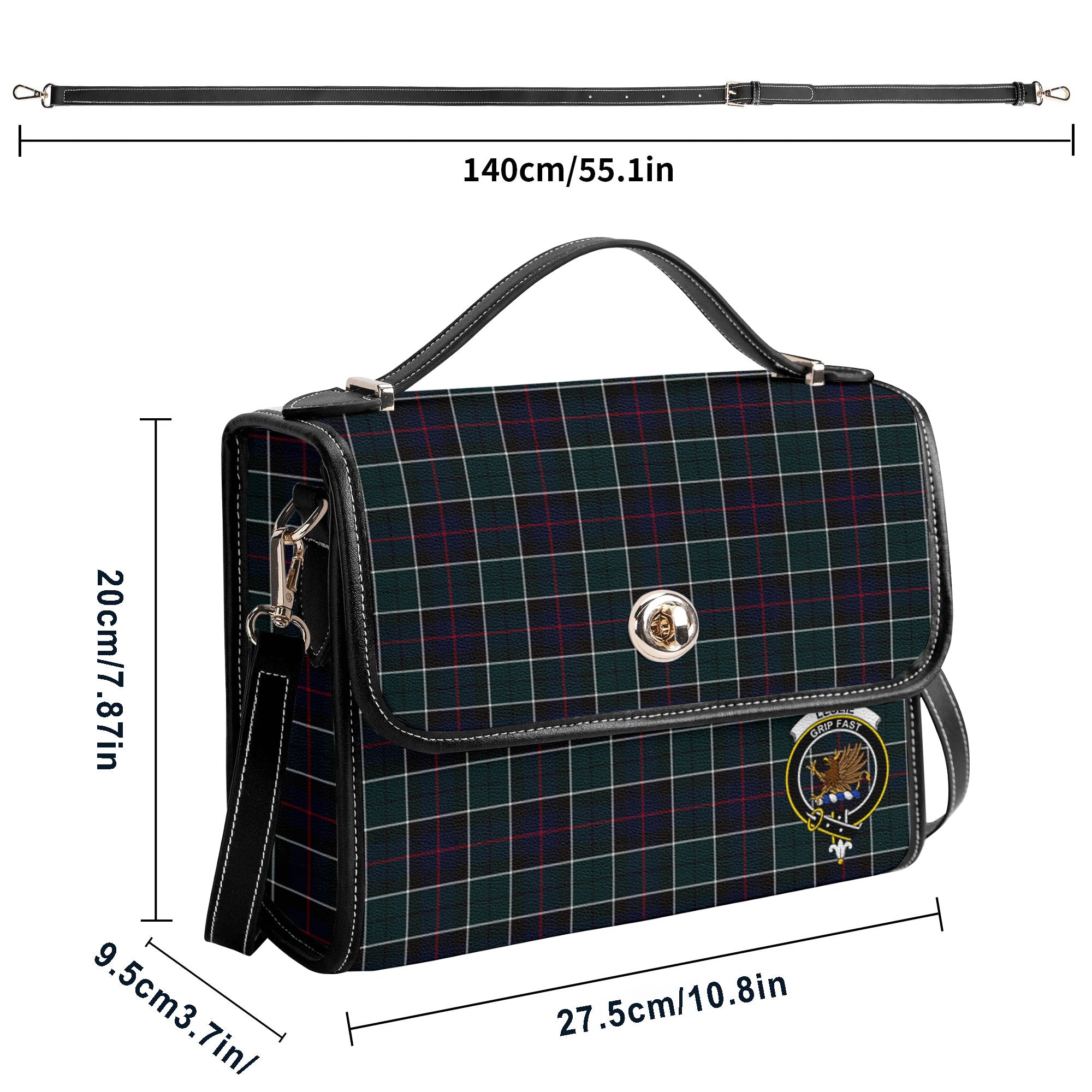 Leslie Hunting Modern Tartan Crest Satchel Bag