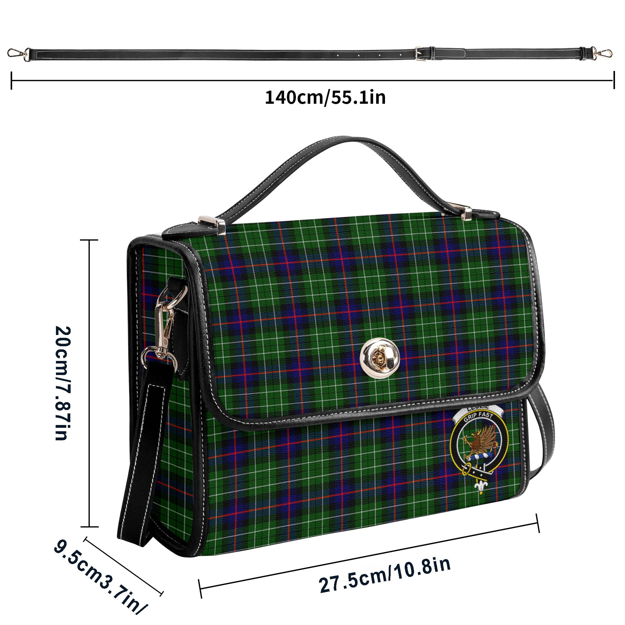 Leslie Hunting Tartan Crest Satchel Bag