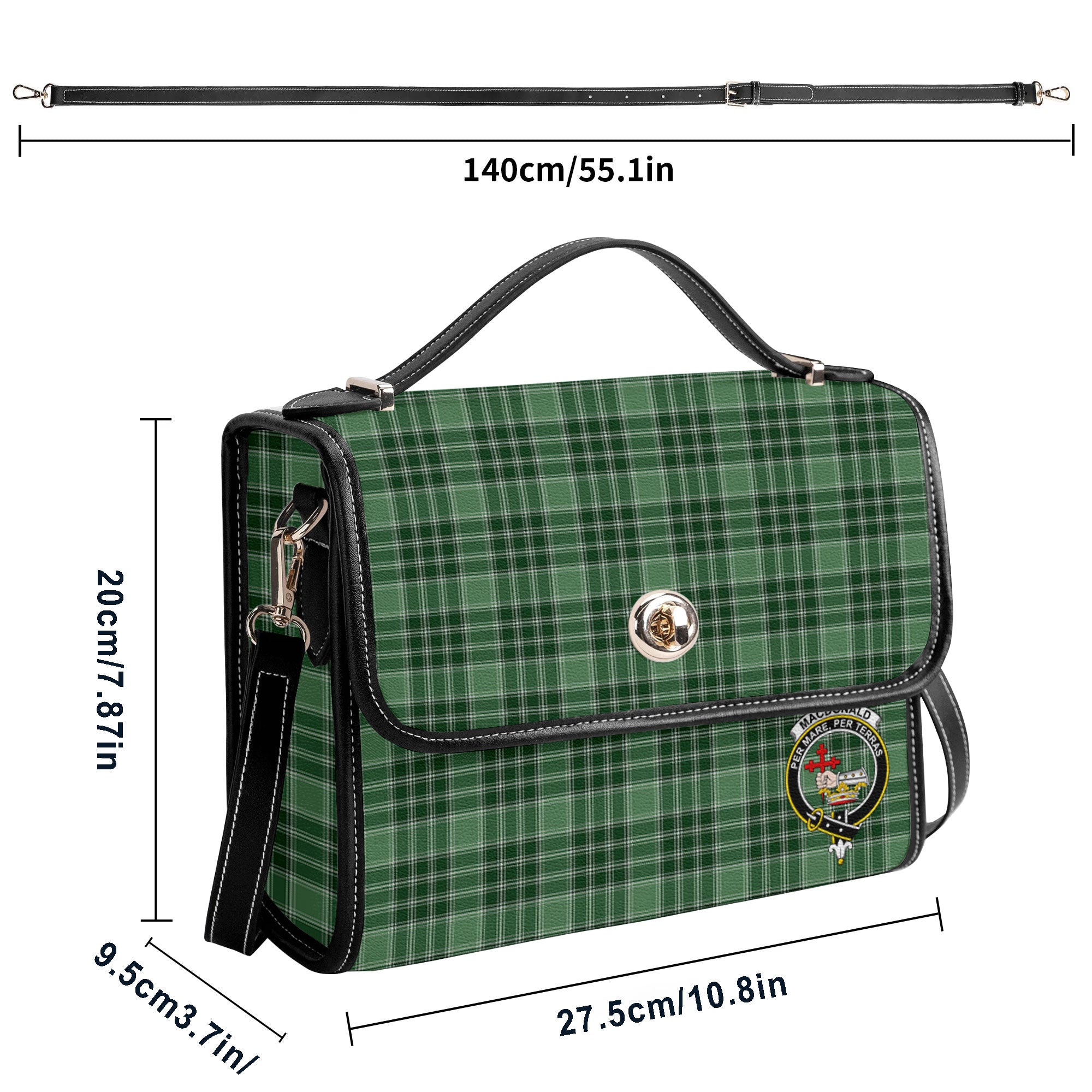 MacDonald Lord of the Isles Hunting Tartan Crest Satchel Bag