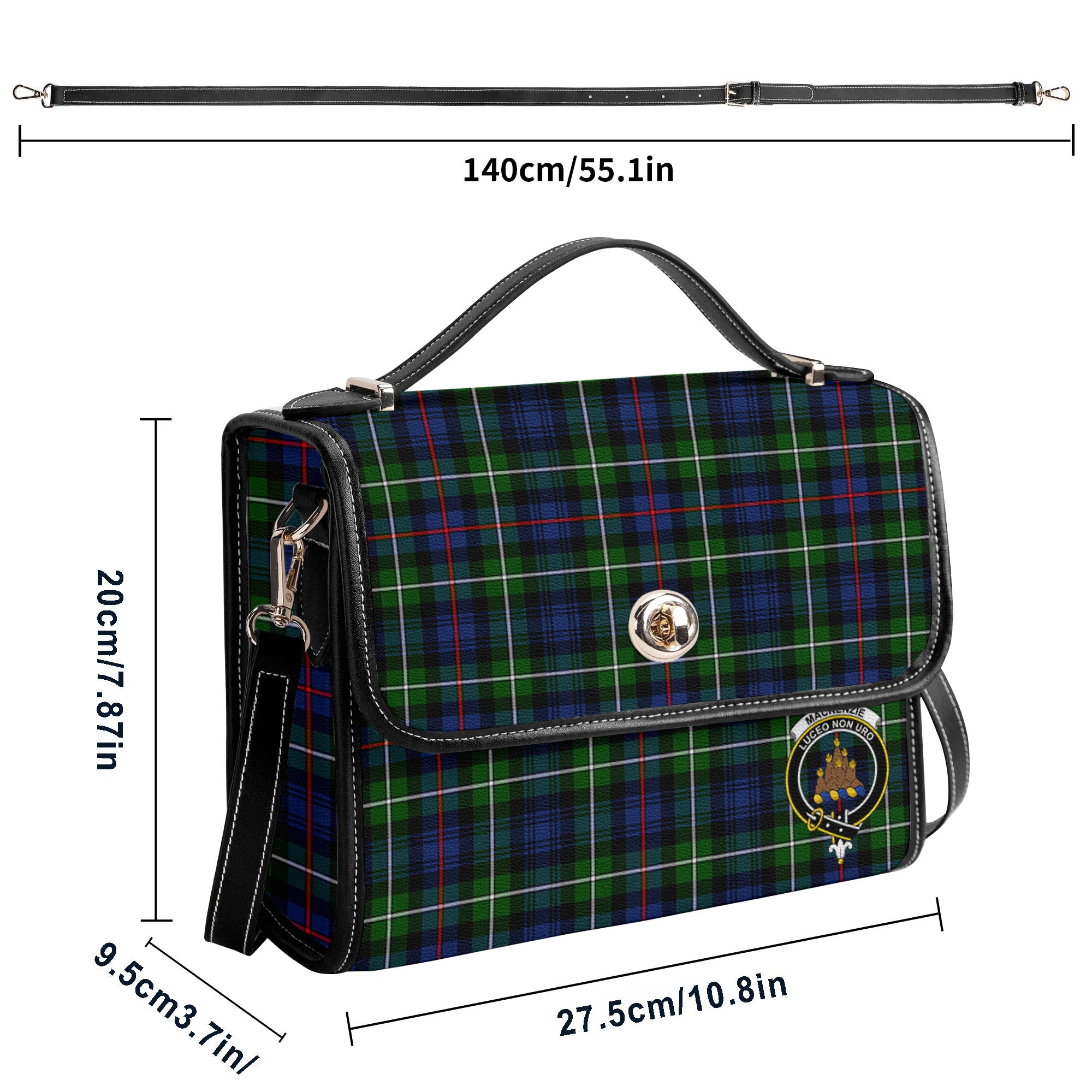 MacKenzie Modern Tartan Crest Satchel Bag