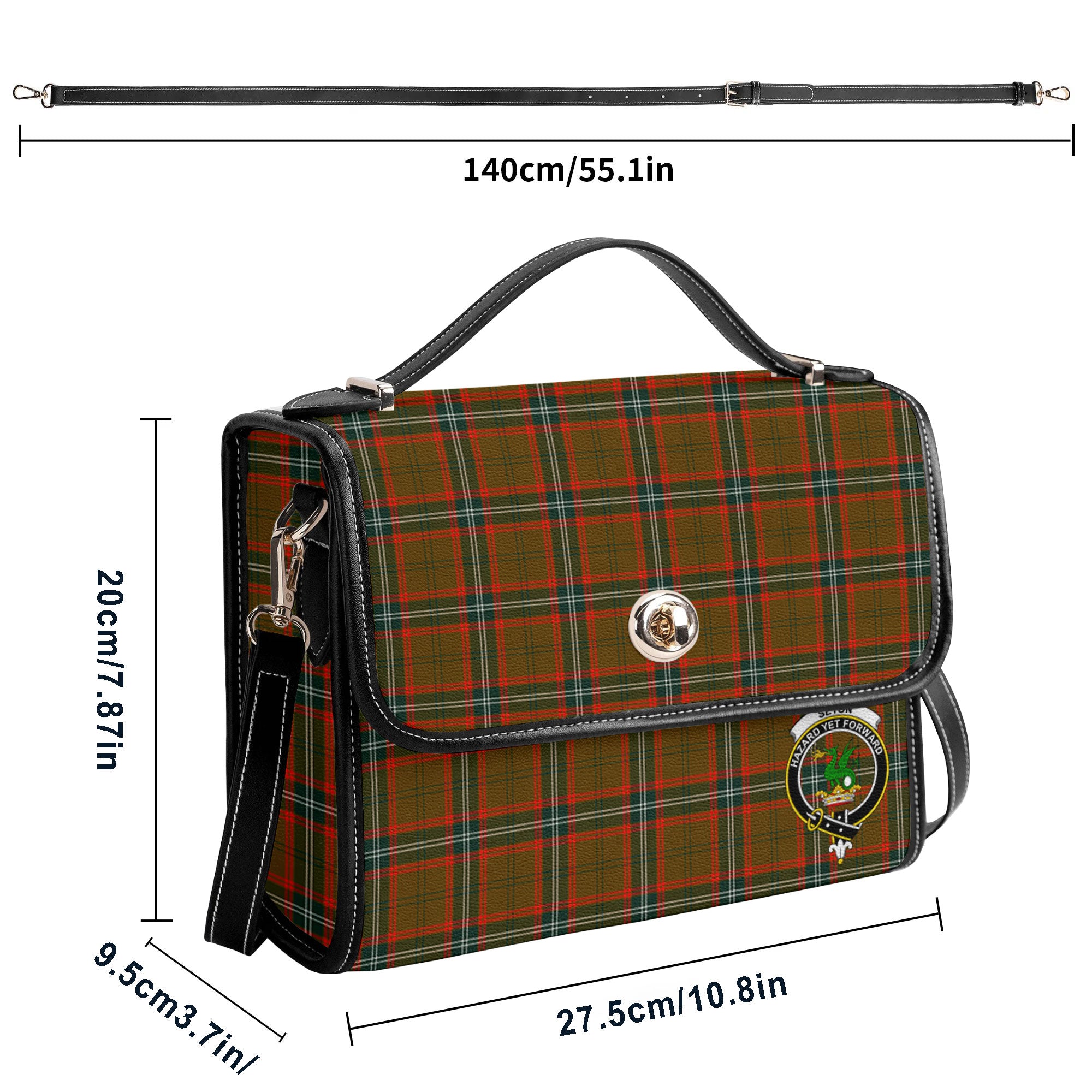 Seton Hunting Modern Tartan Crest Satchel Bag
