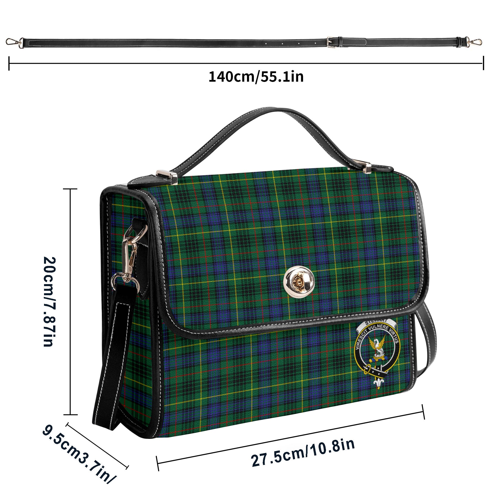 Stewart Hunting Modern Tartan Crest Satchel Bag