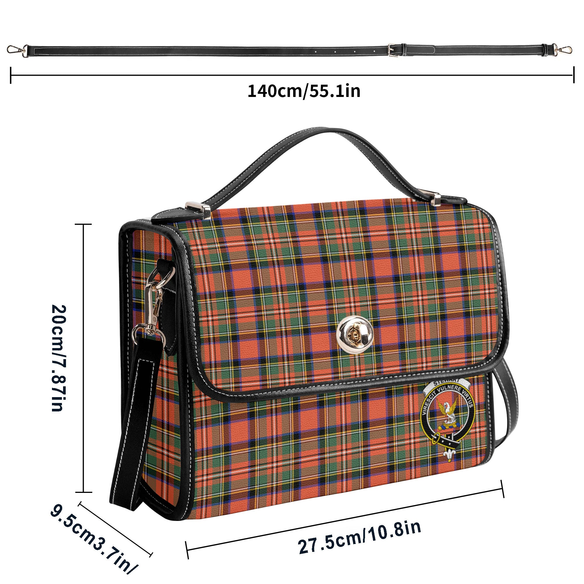 Stewart Royal Ancient Tartan Crest Satchel Bag
