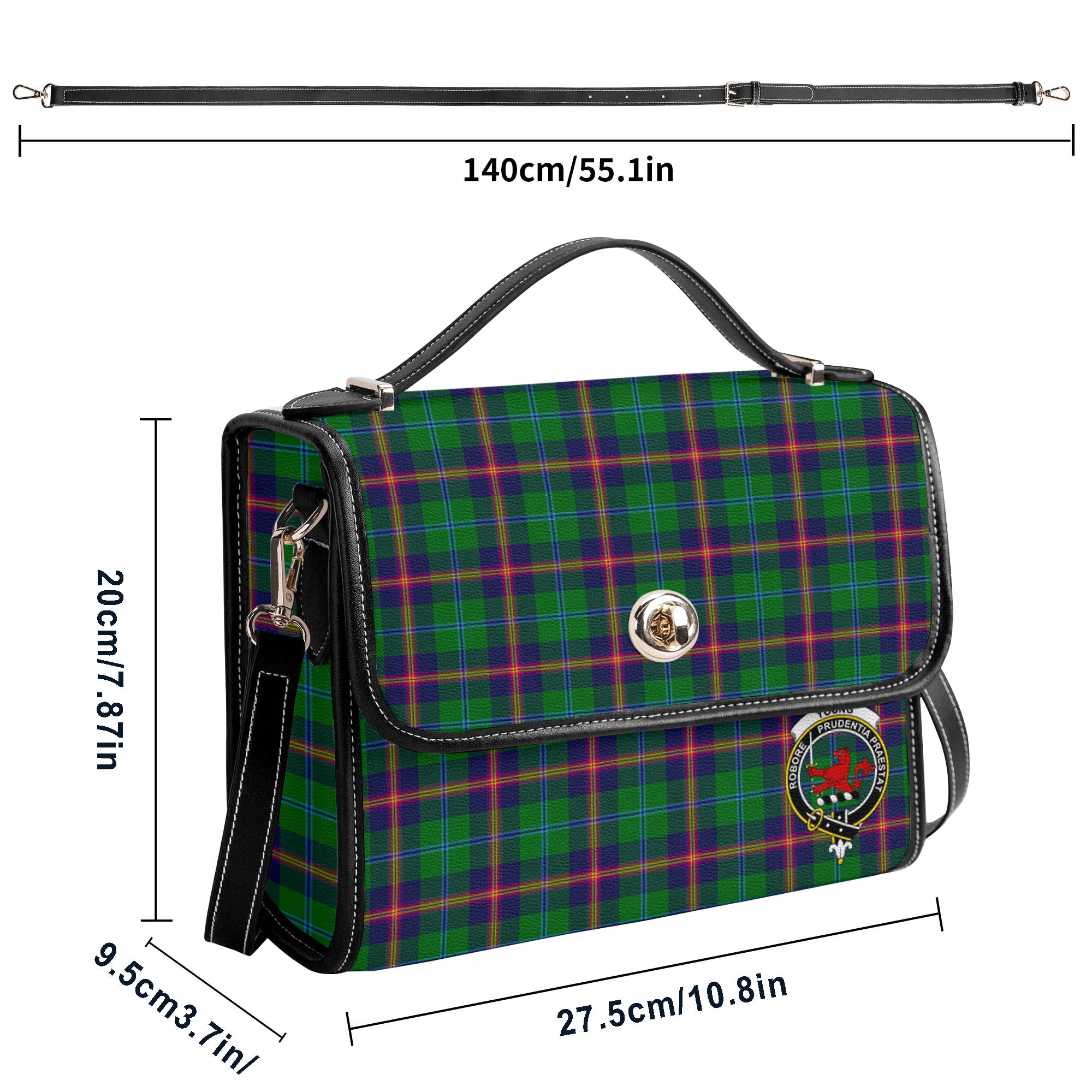Young Modern Tartan Crest Satchel Bag