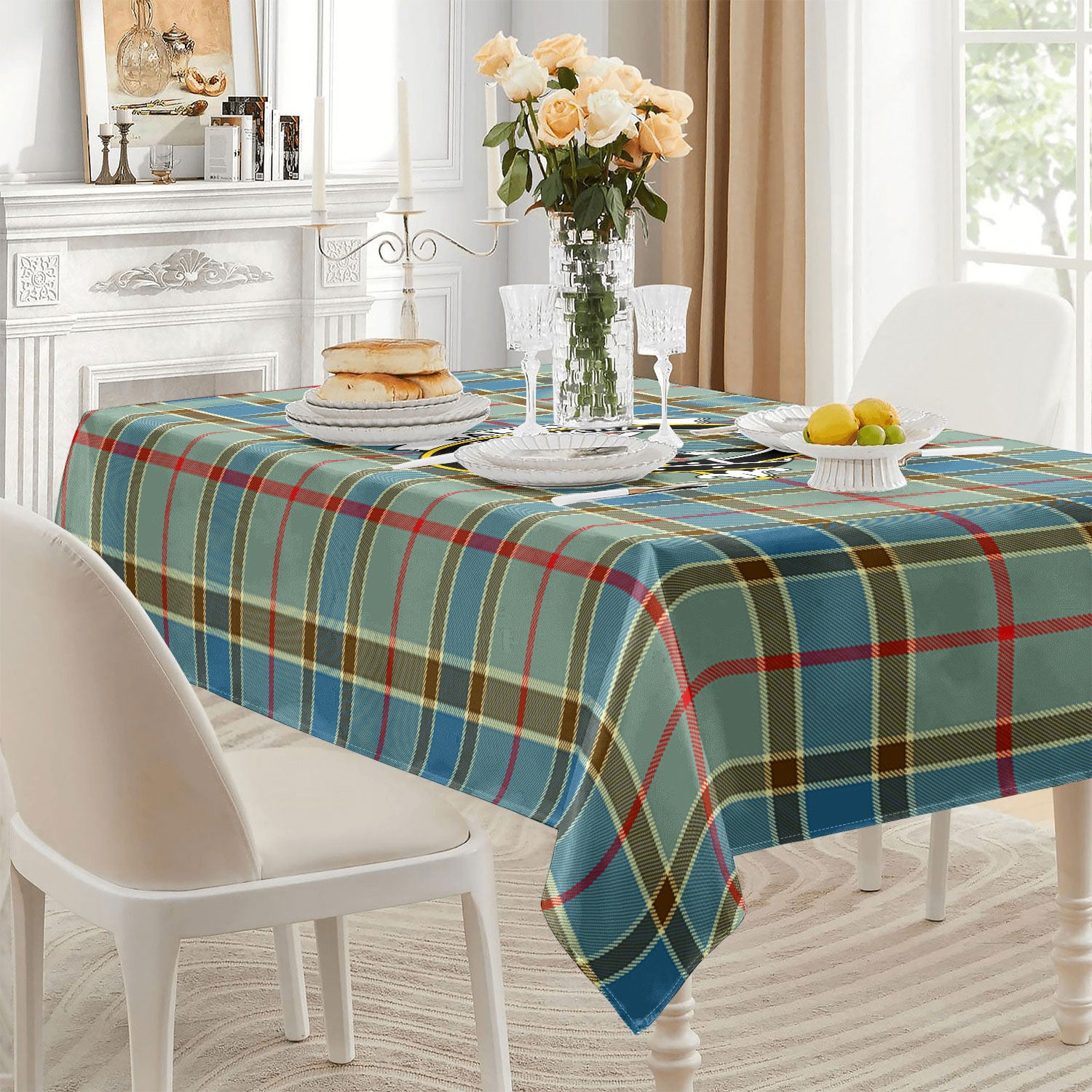 Balfour Blue Tartan Crest Tablecloth