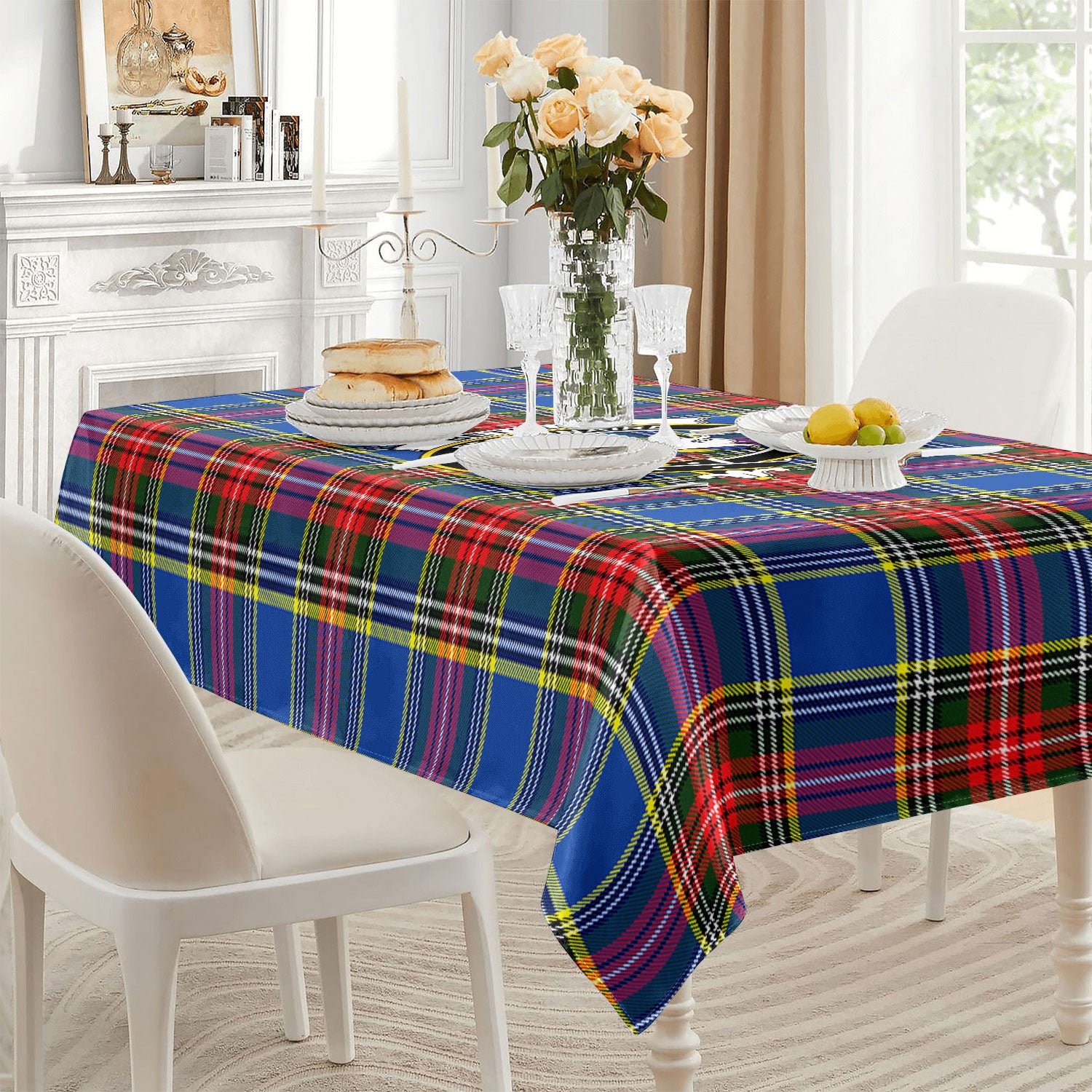 Bethune Modern Tartan Crest Tablecloth