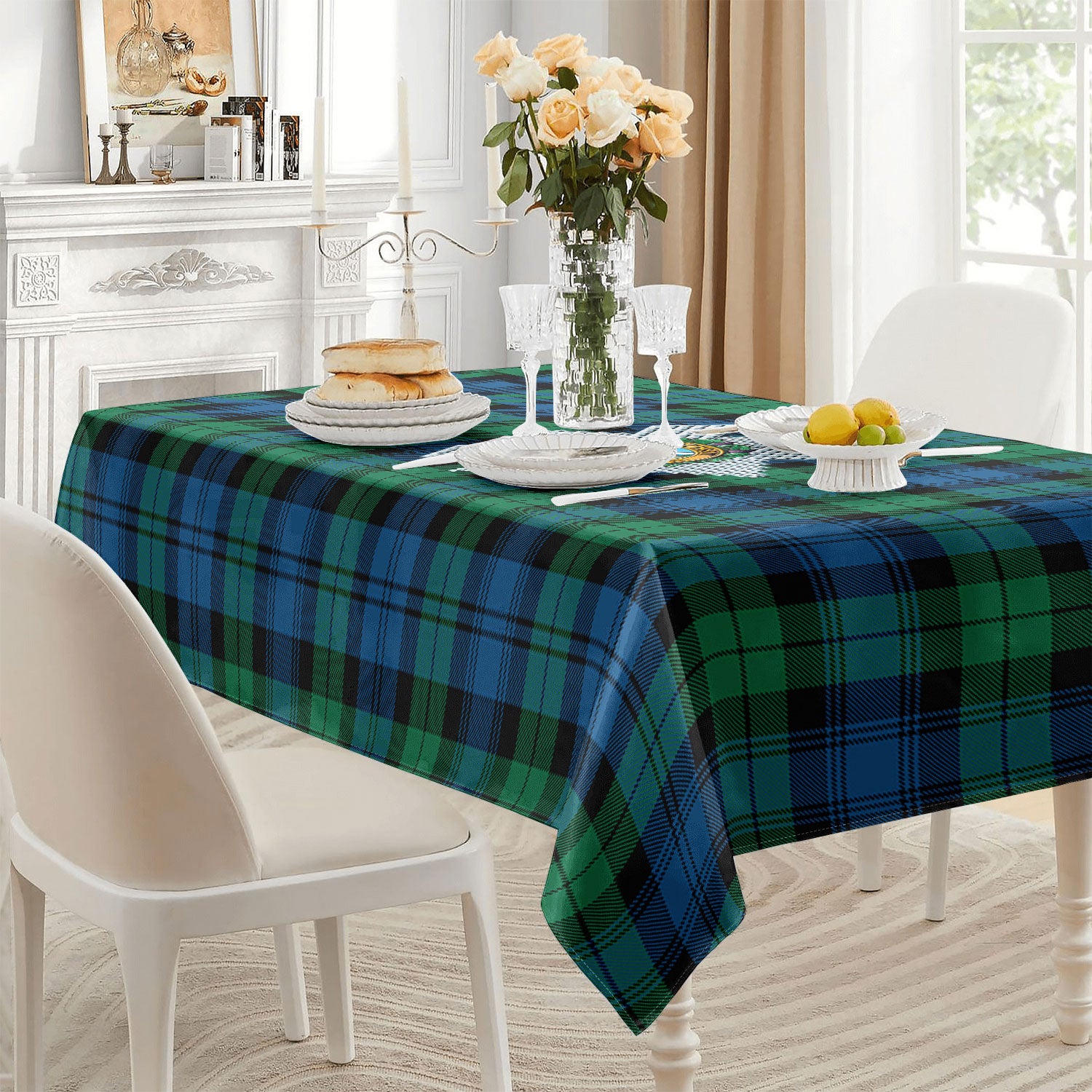 Black Watch Ancient Tartan Crest Tablecloth