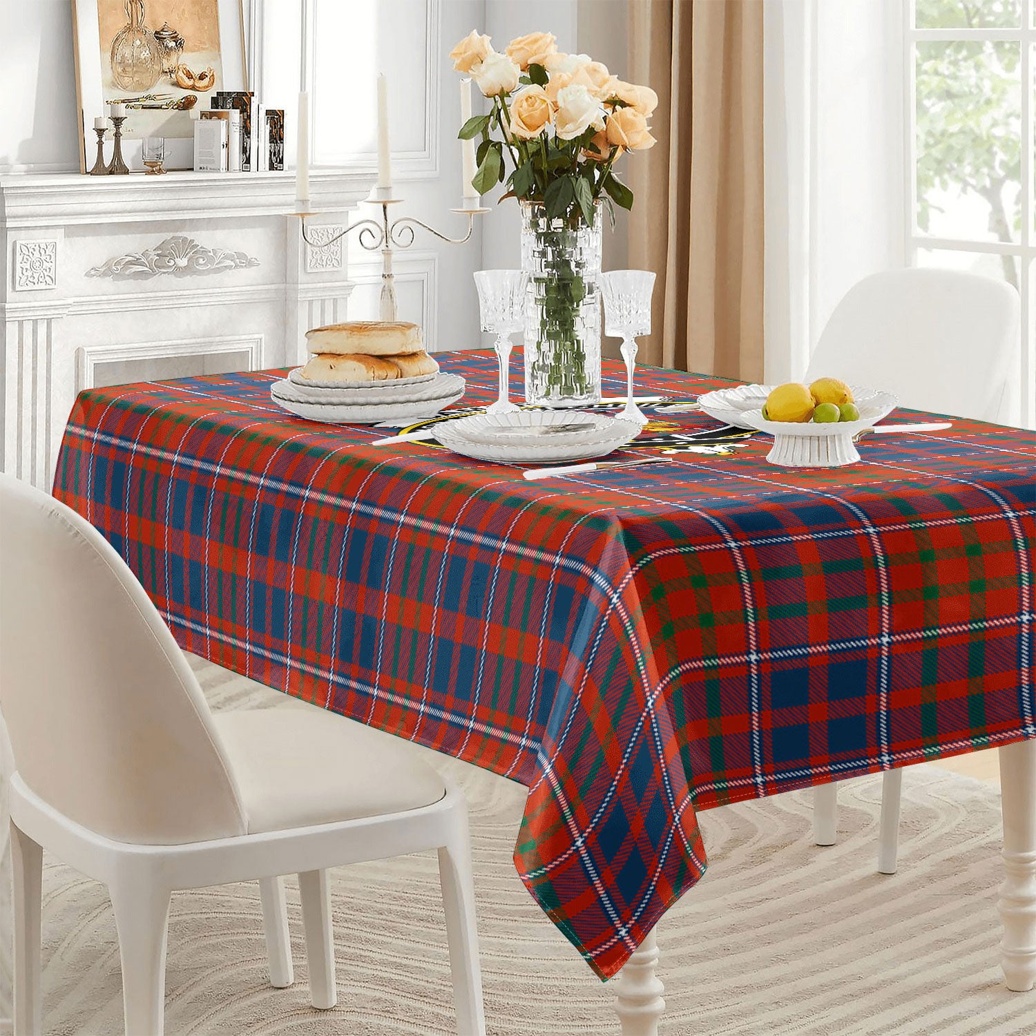 Cameron of Lochiel Ancient Tartan Crest Tablecloth