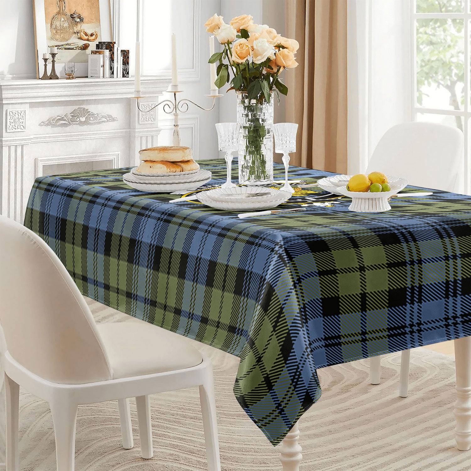 Campbell Faded Tartan Crest Tablecloth