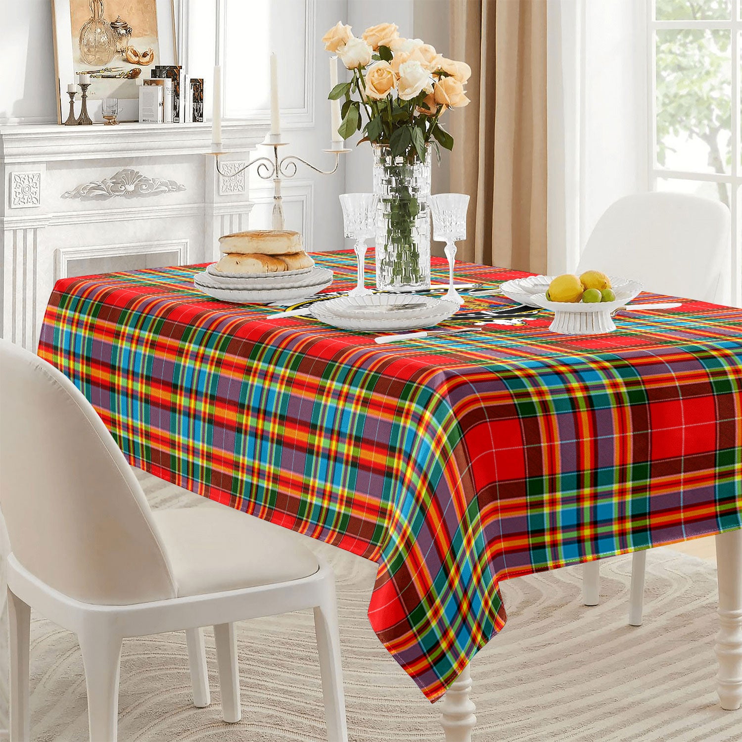 Chattan Tartan Crest Tablecloth