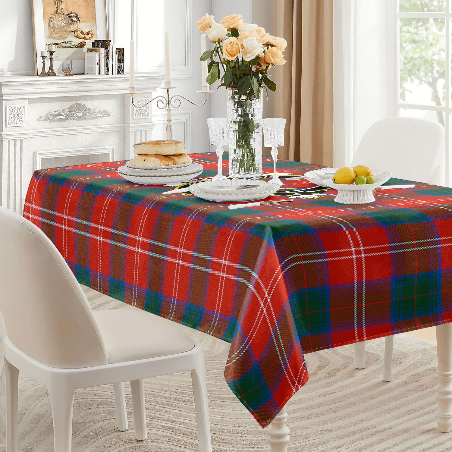 Chisholm Ancient Tartan Crest Tablecloth