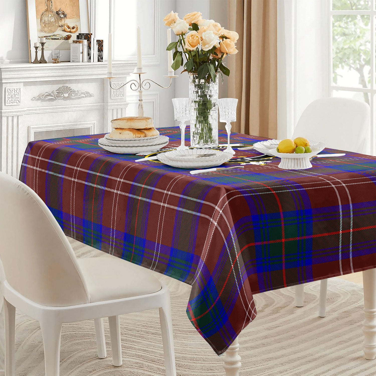 Chisholm Hunting Modern Tartan Crest Tablecloth
