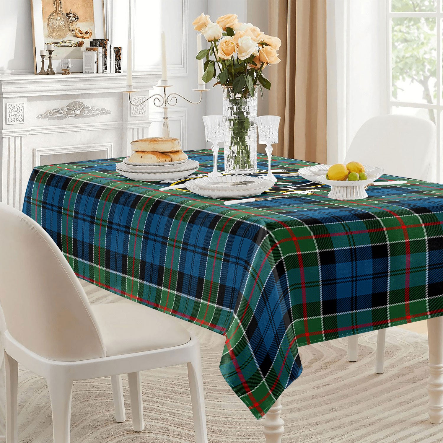 Colquhoun Ancient Tartan Crest Tablecloth