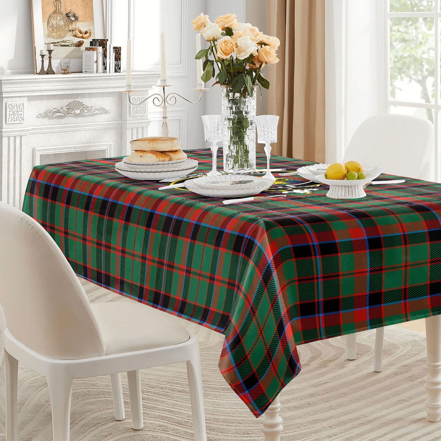 Cumming Hunting Ancient Tartan Crest Tablecloth